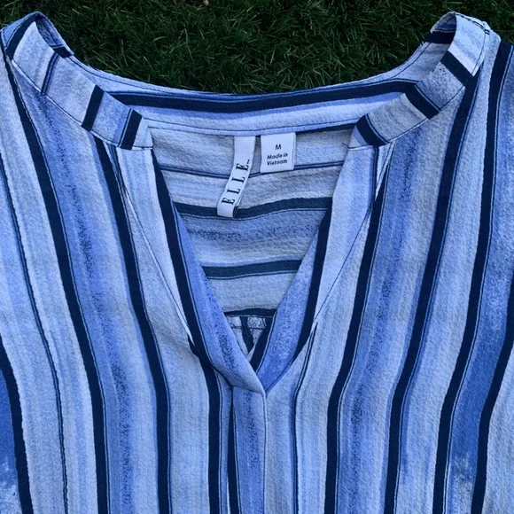 ELLE short sleeve blouse with blue vertical stripe - Picture 3 of 5